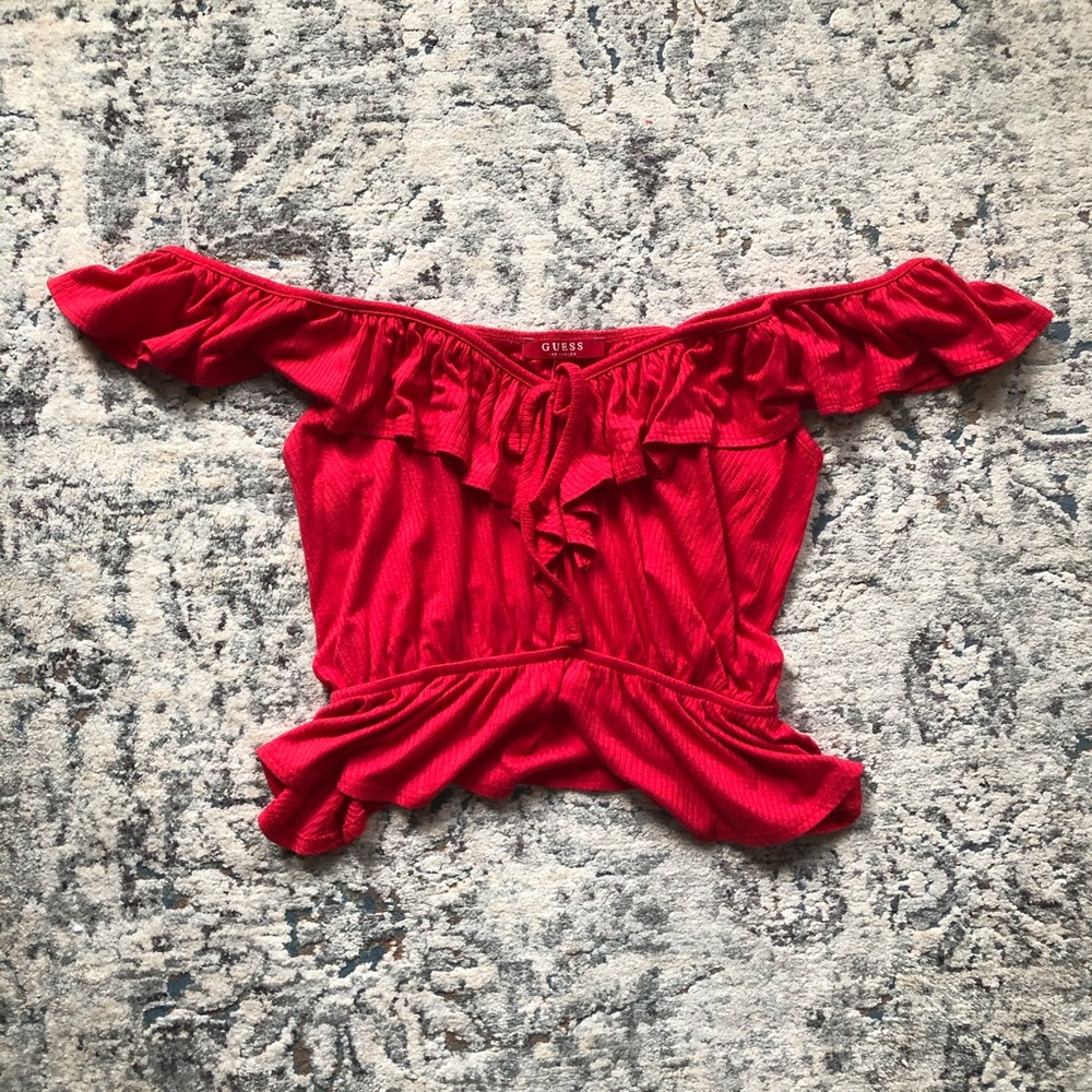 Guess Red off Shoulder Top